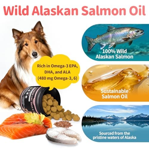 Salmon Oil for Dogs Skin & Coat, 13 in 1 Wild Alaskan Fish Oil for Dogs - Thumbnail 3
