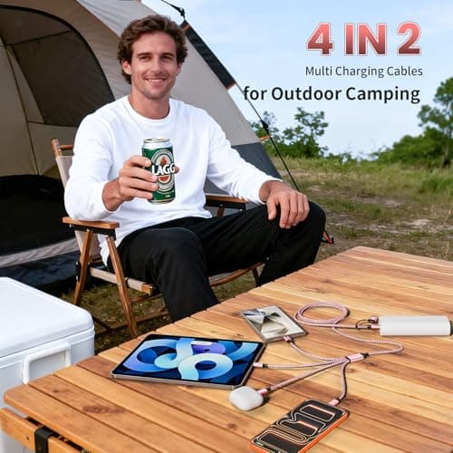 Jogrytece 4-in-2 USB A/C to 4 USB C Multi Charging Cable 5FT, Travel Essential for Airplane & Cruise Trips, Compatible with iPhone 17/16/15 Series, iPad Air/Pro, Samsung Galaxy S25 - Thumbnail 6