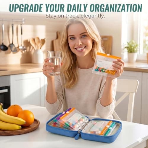 NeLiangIA Royal Blue Weekly Pill Organizer, Waterproof Travel Medicine Organizer with 7 Color Pouches, Pastilleros para Medicamentos, Portable Travel Pill Organizer for Daily & Trip Use - Thumbnail 5