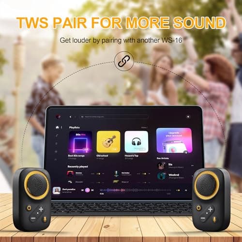 GOTOOLZ Wearable Bluetooth Speaker, Bluetooth 5.4 Clip On Wireless Speaker with Mic, TWS Function, 12Hrs Playtime, IPX5 Waterproof, Mini Portable Speakers for Outdoor Working, Biking, Running - Thumbnail 4