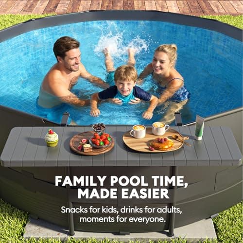 Hyperzoo Pool Bar for Above Ground Pools, Stable Poolside Drink & Snack Table Supports Up to 110 lbs, Rust-Free ABS Poolside Bar Fits ≤4.4” Rails for Framed Round & Oval Pools, Ideal for Pool Parties - Thumbnail 4