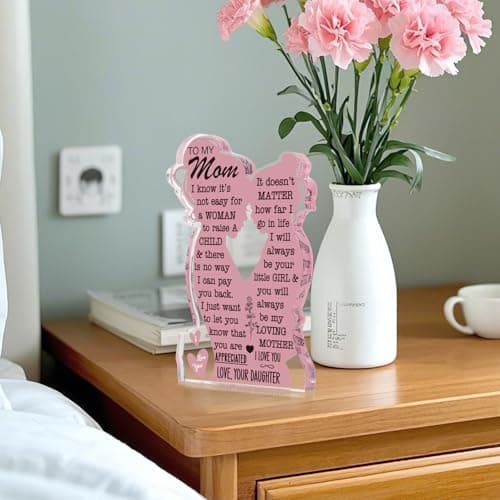 Mom Gifts Mothers Day Birthday Gifts from Daughter, Mom Birthday Gift Ideas Cool I Love Mom Best Mom Ever Gifts New Mom Single Mom Christmas 2025 Mother's Day Easter Gift Acrylic Plaque Sign - Thumbnail 6