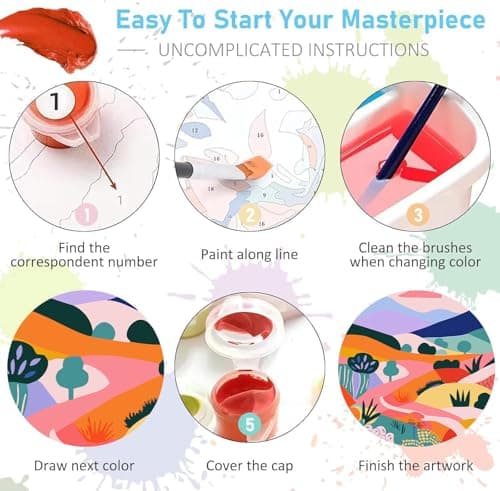 ijbnhd 6 Pack Paint by Numbers Kit for Adults Beginner, Landscape Adult Paint by Number Kits on Canvas Without Frame, Scenery Oil Painting by Numbers for Home Decor Gift 12X16in - Thumbnail 5
