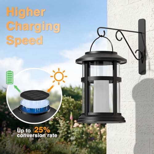 Otdair 4 Pack Solar Lanterns Outdoor Waterproof, Upgraded Flickering Flame Hanging Solar Lights for Outside, Solar Powered Lantern for Patio Yard Garden Porch Decor, Gift for Mom Housewarming - Thumbnail 3