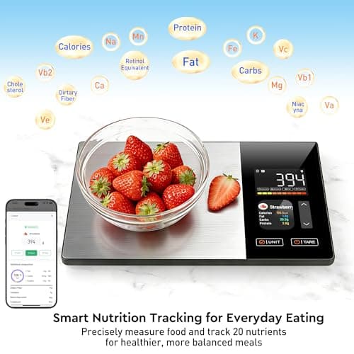 Smart Food Scales Calorie Counting Nutrition Food Scale with Free App & Bluetooth,Tracks 23 Nutrients,Dual Display with Nutrition Info,Offline Mode–for Calorie Control,Weight Loss &Fitness - Thumbnail 3