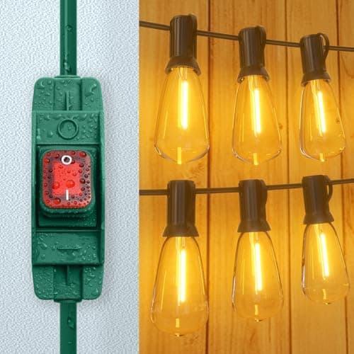 Makevivi Outdoor Waterproof On/Off Switch Extension Cord, Heavy Duty 125v/250v Black SJTW Cord (10 Ft, Green) - Thumbnail 6