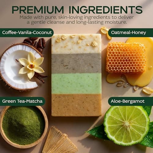 Wellness Gift Sea Moss Soap Bar – All-Natural Detox Soap with Coffee, Vanilla, Coconut & Oatmeal Honey – Gentle Handmade Foam for Sensitive Skin, Face & Body – Valentine's Gift for Men & Women - Thumbnail 2