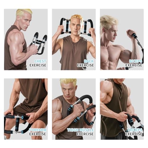Twister Arm Trainer for Men 5 Level Resistance (45-110 lbs) Chest Workout Equipment for Women Exerciser Bar Biceps Triceps Forearm Abdominal Thigh Back Muscle Exerciser (Blue) - Thumbnail 2