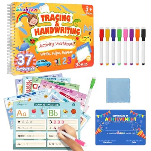 Baobrava Preschool Learning Activities, 37 Themes Tracing Activity Books Ages 3-8, Toddler Handwriting Practice, Letter Tracing, Kindergarten Workbooks, Travel Game for Trip, Christmas Birthday Gifts