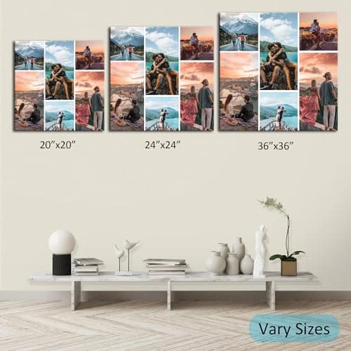 ZHIYYHAO Collage 6 Photo Canvas Prints Custom Multi Personalized Picture Collage with Your Photos for Family Wedding Friends Anniversary (CF-3,24.00L''X24.00W) - Thumbnail 5