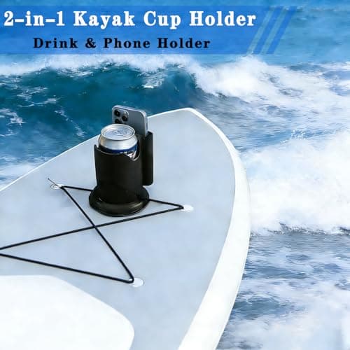 WEZKYLCG Upgraded Kayak Cup and Phone Holder, Heavy Duty Paddleboard Cup Holder, Thickened Base Stable Paddle Board Accessories for SUPs, Canoes, Surfboards, Boats(Black) - Thumbnail 3