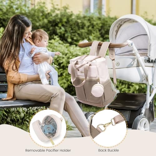LOVEVOOK Diaper Bag Backpack,Diaper Tote Bag with Insulated Pockets,Bag with Changing Pad,Large Bag with Pacifier Case,15.6 Inch Anti-Theft Laptop Backpack for Women - Thumbnail 6