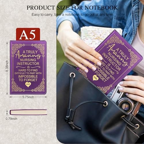 QDWXDEL Nurses Week Gifts,A5 Hardcover Leather Journal for Women - 200 Pages Premium Paper Notebook, Nurse Journal Notebook for School, Work (Nurse Purple) - Thumbnail 2