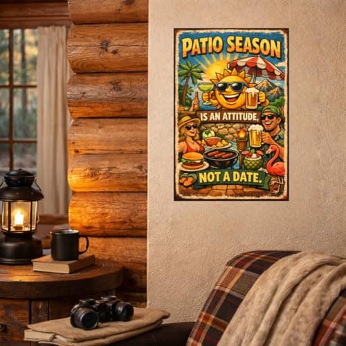 Patio Season Is An Attitude Not A Date Vintage Metal Tin Sign Outdoor Barbecue Wall Decor Summer Party Humor Art Plaque For Patio Bar Backyard Grill Pool Area Man Cave Gift 8x12 Inch - Thumbnail 2
