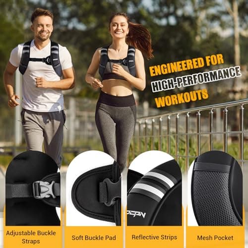 Weighted Vest for Women & Men, 10lb Ultra Thin Soft Iron Weighted Vest with Reflective Strips & Adjustable Buckle Straps, Slim Weight Vest for Walking, Running, Strength Training & Weight Loss Workout - Thumbnail 4