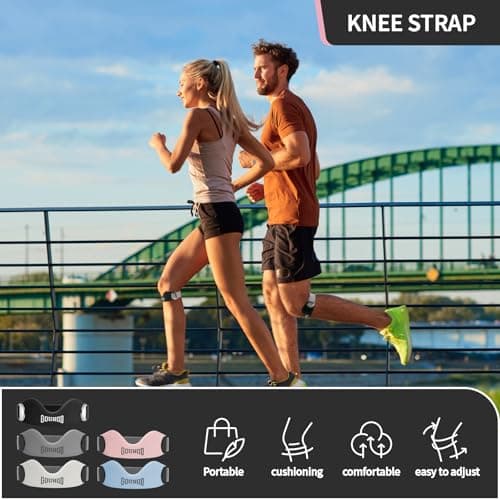 GOUNOD Silicone Patellar Tendon Support Strap 2 Pack,Knee Strap for Knee Pain Relief,Patella Band for Basketball, Jumpers Knee, Tendonitis, Running, Hiking, Soccer, Osgood Schlatter（Black-Grey） - Thumbnail 6