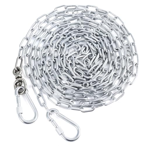 Libbipaw Heavy Duty 15FT Galvanized Dog Chain for Yard, Chew Proof Rust Resistant Tie Out Cable with 360° Swivel Hook, Tangle Free Runner Leash for Dogs up to 100lbs (3MM 15FT)