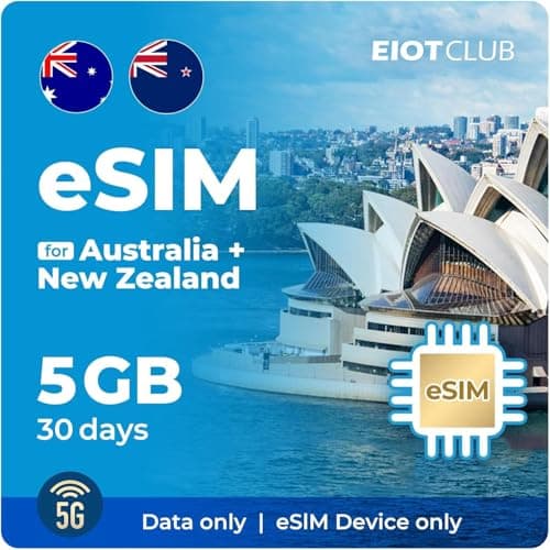 Australia eSIM New Zealand 5GB 30 Days - 5G/4G High Speed Network Prepaid eSIM in Australia and New Zealand, QR Code Activation, Data Only, No Phone Number - Image 1
