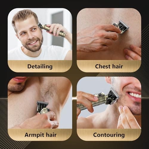 Solati Hair Clippers for Men, Professional Hair Trimmer Zero Gapped T-Blade Trimmer Cordless Rechargeable Edgers Clippers Electric Beard Trimmer Shaver Hair Cutting Kit with LCD Display Gifts for Men - Thumbnail 6
