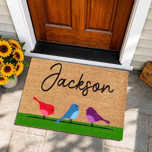 Fincekoom Personalized Natural Coco Coir Door Mat with Heavy Duty Backing Custom Non-Slip Front Door Welcome Mats for Outside Entrance or Porch Entry Housewarming Gift for Home Decor - Thumbnail 2