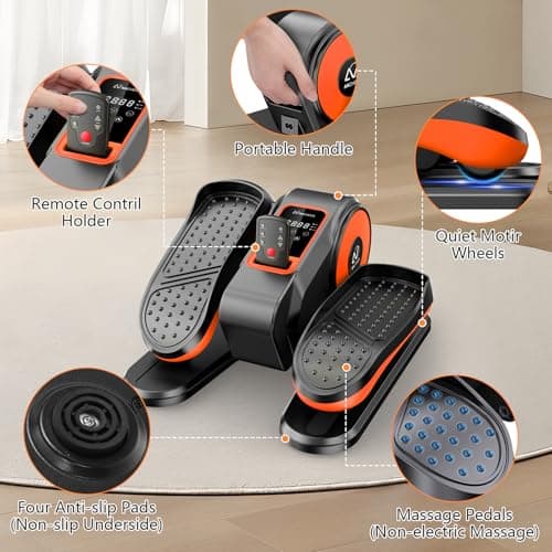 ANCHEER Under Desk Elliptical Machine, Foot Exerciser While Sitting , Ellipse Leg Exerciser for Seniors with 12 Adjustable Speeds, Exercise Equipment for Home,Orange - Thumbnail 3