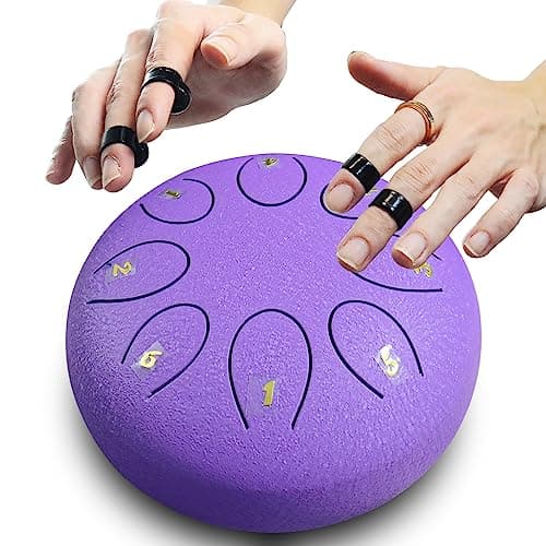 REGIS Steel Tongue Drum 6 Inch 8 Notes, Rain Drum Style Calming Percussion Instrument for Relaxation & Meditation, Musical Gift for Adults & Beginners(Lavende) - Thumbnail 3
