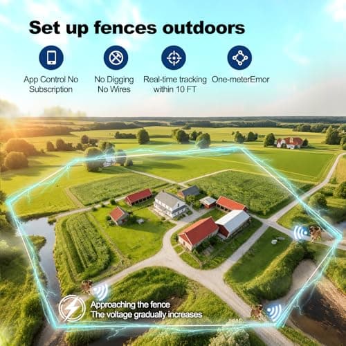 Wireless Electric GPS Dog Collar Fence for Mediume/Large Dog: Upgrade Pet Shock Barrier Containment System Yard Outdoor Perimeter,Stubborn Dog Train Bluetooth Collar for Dog Parent Red - Thumbnail 2