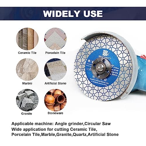 Diamond Saw Blade Tile Cutting Disc - BRSCHNITT 5 Inch for Cutting Granite Porcelain Ceramic Marble Artificial Stoneware Edge Grinding for 7/8”- 5/8” Arbor Angle grinde - Thumbnail 2
