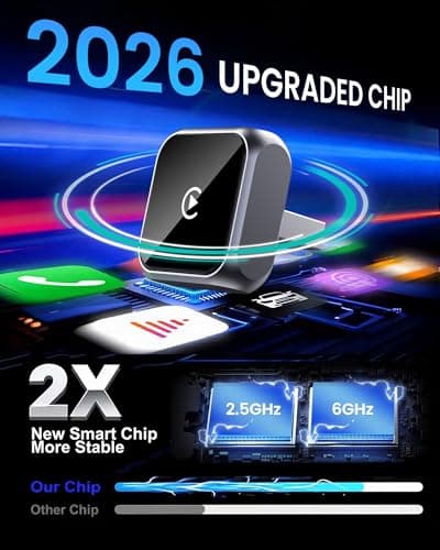 2026 Upgraded Wireless CarPlay Adapter for Apple iPhone iOS 10+, Fast Auto-Connection Wired to Wireless for Apple CarPlay Adapter Mini Size, USB-A/Type-C, Plug & Play, No Delay (Black) - Thumbnail 2