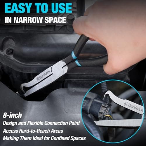 DURATECH Electrical Disconnect Pliers, 8-inch Automotive Electrical Connector Pliers, Automotive Plug Removal Tool for Car Fuel Pump, Spark Plug, Ignition Coil, Fuel Injector, Push Tab Style Plugs - Thumbnail 6