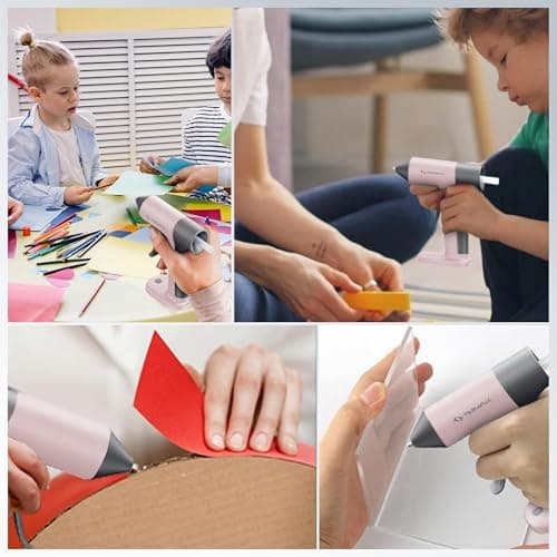 Tilswall Cordless Hot Glue Gun, 30s Fast Preheating with 2Ah Built-in Battery, Hot Melt Glue Gun with 20pcs Premius Glue Sticks, Smart Power-Off, USB-C Inputs Suitable for DIY Craft, Home Repaire Pink - Thumbnail 6
