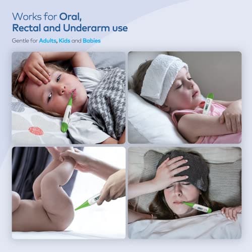 Thermometer for Baby, 2 Packs, Rectal Digital Thermometer with 10 Seconds Fast Reading (Dark Blue+Green) - Thumbnail 3