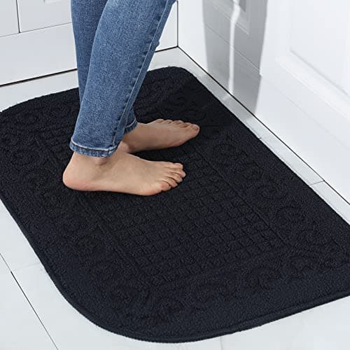 COSY HOMEER 32X20 Inch Anti Fatigue Kitchen Rug Mats are Made of 100% Polypropylene Half Round Rug Cushion Specialized in Anti Slippery and Machine Washable (32x20in Black 1pc) … - Image 1