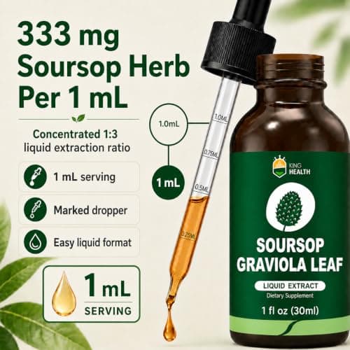 KingHealth Soursop Bitters Liquid, Organic Soursop Leaves Extract, 1 Fl Oz - Thumbnail 4