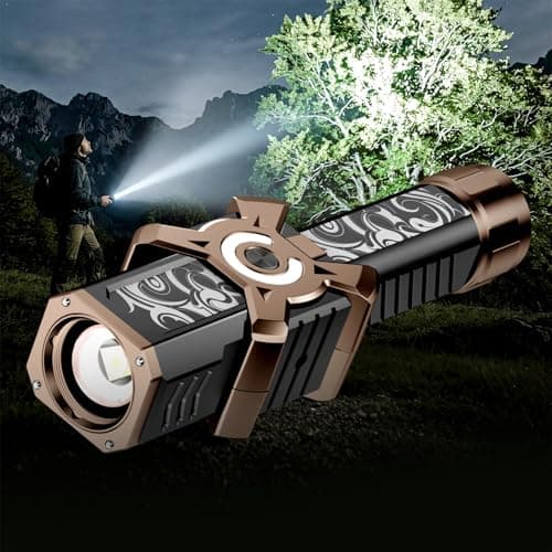 SKYFIRE 4000 Lumens Rechargeable Flashlight, Tactical LED Flashlight with Ignition Lens, USB-C Fast Charging, Zoomable 6 Modes & COB Side Light, IPX6 Waterproof for Camping Emergency Power Outage - Image 1