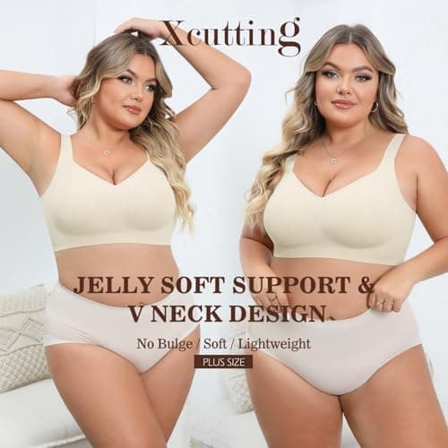 Xcutting Soft Sleep Wirefree Bra for Women, Full Coverage, No Underwire, Wireless, Comfortable Sports Bra, Sagging Breasts, Padded, Plus Size, Beige, Medium - Thumbnail 6