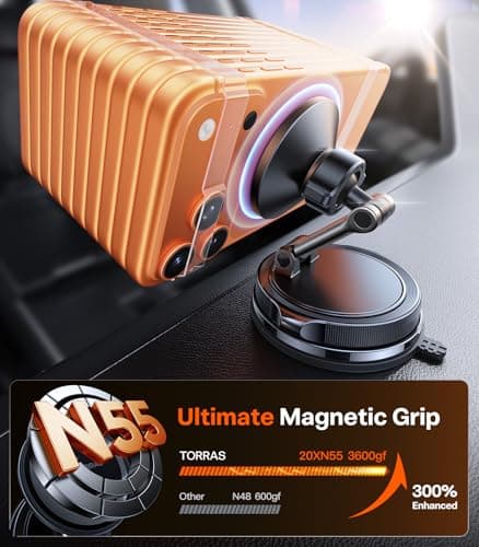 TORRAS 2026 Vacuum for Magsafe Car Mount【98+LBS Strongest Suction & Ultra Magnet】 Magnetic Phone Holders for Your Car, 360° Adjustable Car Phone Holder Mount for iPhone 17 Pro Max 16 15 14 13 12 - Thumbnail 5