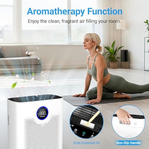Air Purifiers for Home Large Room Up to 2216 Ft², Cobectal Pet Air Cleaner with 3-in-1 Filter, PM2.5 Air Quality Sensor, Aroma Function, Room Air Purifier for Home, Office, RVs, White - Thumbnail 5