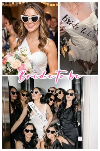 WOVOWOVO Bridal Shower Gifts for Bride To Be: Bachelorette Party Accessories Wedding Gifts - Bride Sash, Makeup Bag, Hair Clip, White Hair Bow, Sunglasses and Facial Headband - Thumbnail 5