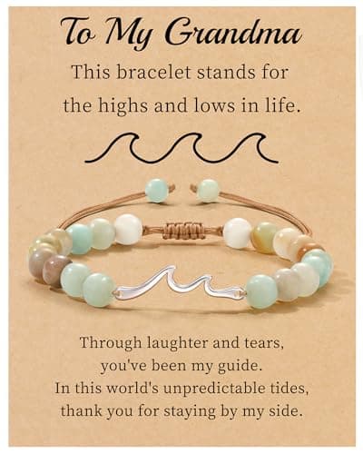 Sistble Valentines Day Gifts for Grandma, Grandma Birthday Gifts from Granddaughter Grandson Retirement Gift for Women Jasper Beaded Bracelets Handmade Braided Jewelry for Grandmother