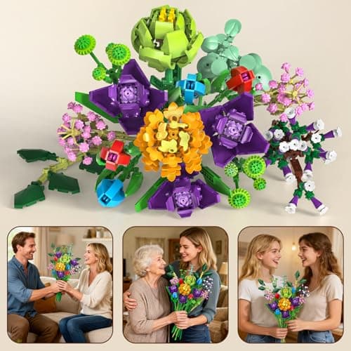 GEVINST Flowers Bouquet Building Set, Artificial Flowers Botanical Collection Kits for Home Decoration, Adults Women Teen Girls Ages 14+, Gifts for Birthdays Valentines Mother's Day - Thumbnail 5