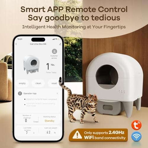 Fumoi Automatic Cat Litter Box Self Cleaning Litter Box Large Capacity for Multiple Cats, App Control with Safety Sensors, Removable Washable Liner,2 Rolls Garbage Bags,Grey - Thumbnail 5