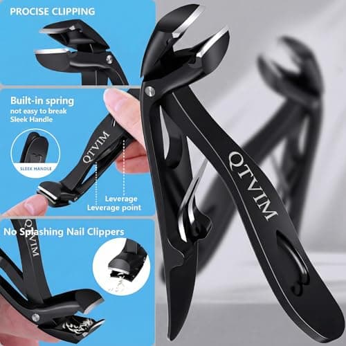 Toenail Clippers for Thick Nails for Men Seniors|3 Pack Ergonomic Long Handle Angled Head Toe Nail Clippers with Catcher|Premium Steel Wide Opening Fingernail Clipper-Heavy Duty Nail Clipper for women - Thumbnail 3