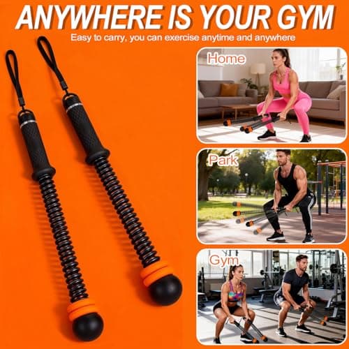 RIZENCE Upgrade Portable Ropeless Battle Ropes - Adjustable Weights Cordless Battle Ropes for Home Gym with Training Poster - Battle Rope Sticks Exercise Equipment for Low-Impact Workout, HIIT & Cardio - Thumbnail 6