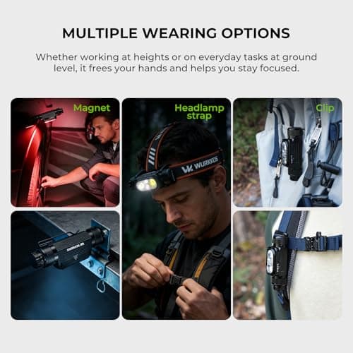 Wurkkos HD17 Headlamp with Red Light,2500Lumen Led Bright Rechargeable Head Lamp 3 Light Source,with Magnetic IPX6 Waterproof Headlamps for Adults for Camping,Hunting,Hardhat,Work - Thumbnail 4