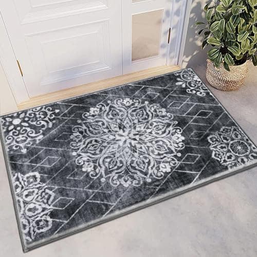 HEBE Washable Area Rug - 2'x3' Non Slip Soft Distressed Medallion Bedroom Boho Living Room Accent Throw Vintage Entry Floor Carpet for Dining Room Bathroom Entryway - Image 1