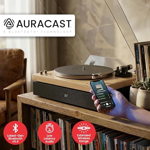 AudioSource Vinyl Record Player, All-in-one Turntable with 2.1 Channel Built-in Speaker, Bluetooth 5.4, 120W, Built-in Subwoofer, High Fidelity 2-Speed Belt Drive, Patented Isolation System, AT33 - Thumbnail 3