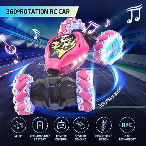Terucle RC Cars, 2.4Ghz 4WD New Gravity Gesture Sensing Remote Control Car Toys, Stunt Twist Truck Toys for 6-12 yr Boys & Girls, RC Drift Car with Light Music Best Gift for Kids Age 7 8 9 10 11 yr - Thumbnail 2