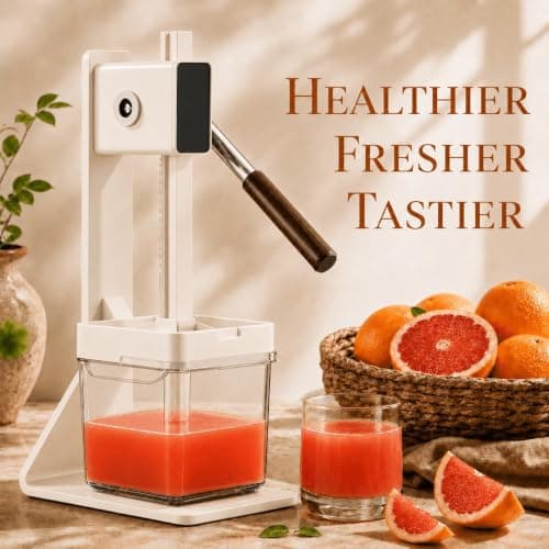 Kundita Premium Aluminum Manual Citrus Juicer, Heavy Duty Hand Squeezer for Fresh Orange Lemon Lime Juice, Perfect for Health Enthusiasts & Home Wellness Kitchens, White - Thumbnail 3