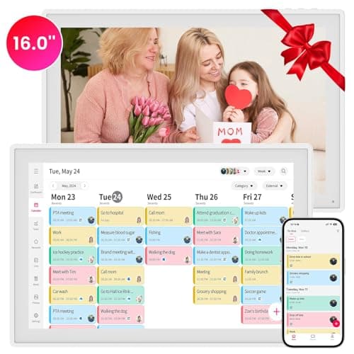 16" Smart Digital Calendar, Wall Desk Mount Planner with Google iCloud Sync, Touchscreen Family Organizer for Chore Chart, Meal Planning & Task Rewards（White） - Image 1